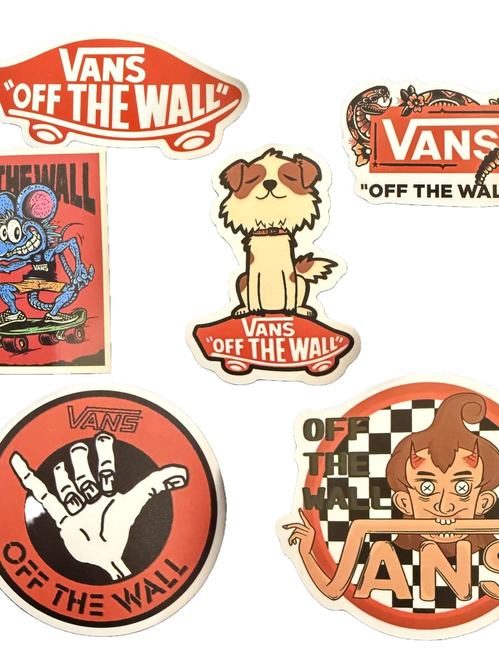 Vans Off The Wall Sticker Lot 6 Skateboarding Logo Character Decals Rare